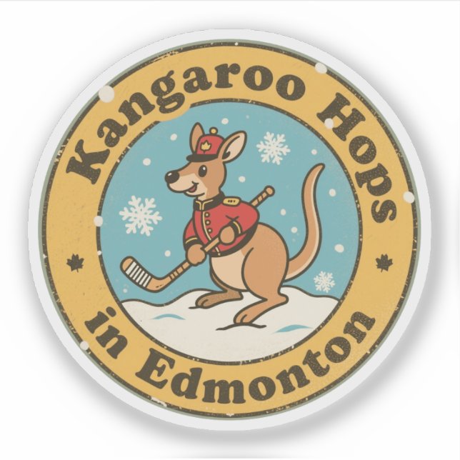 Funny Edmonton Kangaroo Hockey Aufkleber (Vorderseite)