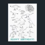 Funny Educational Dinosaur Kids Coloring Birthday Postkarte<br><div class="desc">Minimalistisches Dinosaurier-Design mit verschiedenen Dinoarten,  alle mit Namen. Bringen Sie etwas Naturgeschichte in das Kinderzimmer oder eine Geburtstagsparty mit diesen bezaubernden Schwarz-Weiß-Dinosauriern.</div>