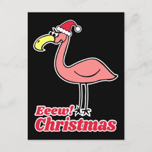 Funny Eeew Christmas Flamingo mit Santa Claus Hat Postkarte