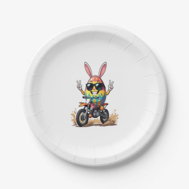 Funny Egg Motorbike Pappteller (Vorderseite)
