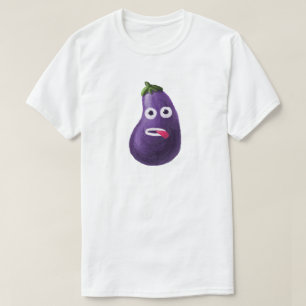 Funny Eggplant Cartoon Charakter Niedliches Gemüse T-Shirt