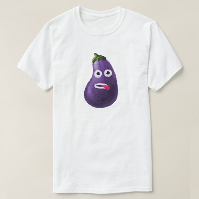 Funny Eggplant Cartoon Charakter Niedliches Gemüse T-Shirt (Design vorne)