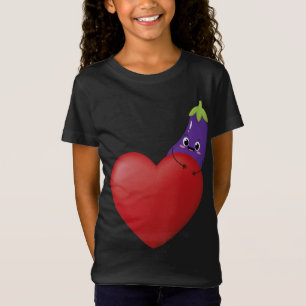 Funny Eggplant mit großem Herz Obst Gemüse Vega T-Shirt