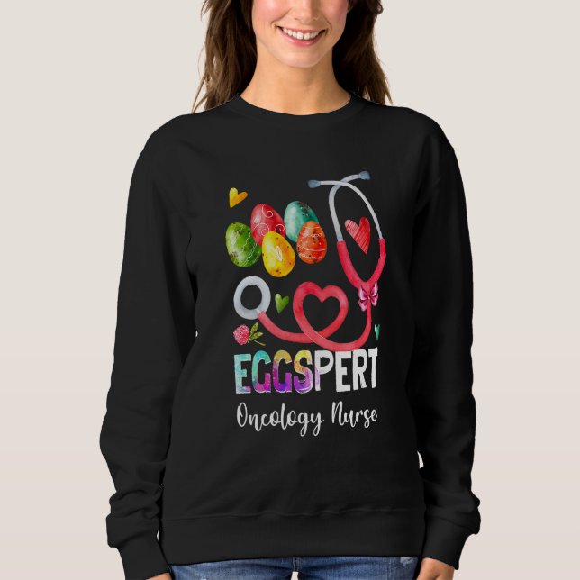 Funny Eggspert Oncology Nurse Bunny Stethoscope Eg Sweatshirt (Vorderseite)