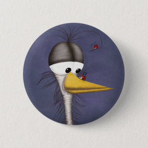Funny Egret Cartoon Button