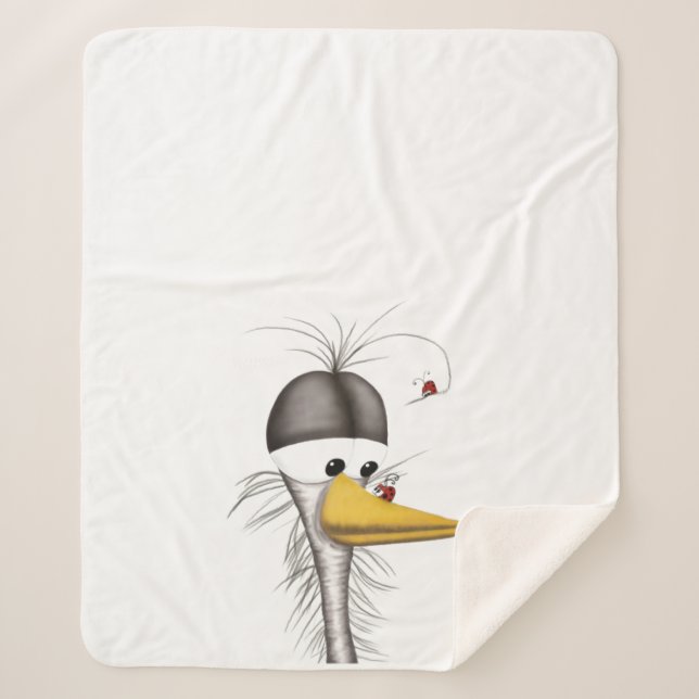 Funny Egret Cartoon Sherpadecke (Vorderseite)