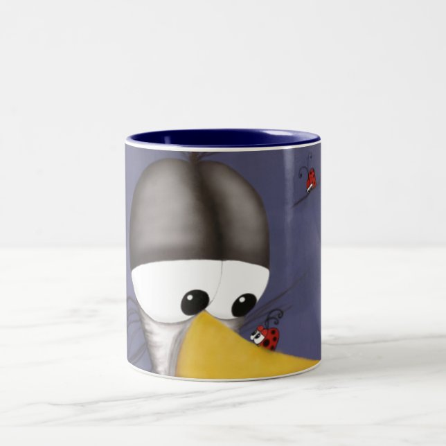 Funny Egret Cartoon Zweifarbige Tasse (Mittel)