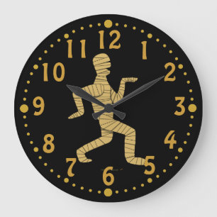 Funny Egyptian Mummy Halloween Custom Clock w/Mins Große Wanduhr