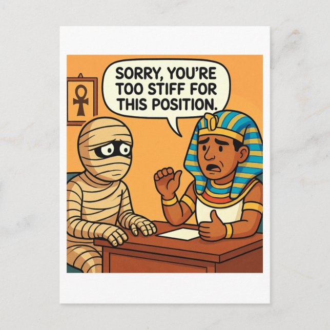 Funny Egyptian Mummy | Stift Job Interview Card Postkarte (Vorderseite)