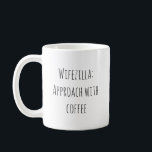 Funny Ehefrau Verheirateter Zitat Kaffeetasse<br><div class="desc">Ein lustiges Geschenk für Braut,  Ehefrau oder verheiratete beste Freundin. "Wifezilla: Annäherung an Kaffee" in einem einfachen,  modernen,  schwarz-weißen Text. Freuen Sie sich auf freudliches Hochzeitsgeschenk,  Jubiläumsgeschenk,  eine Geschenkidee für ein Paar oder Ihre Kleinkinder.</div>