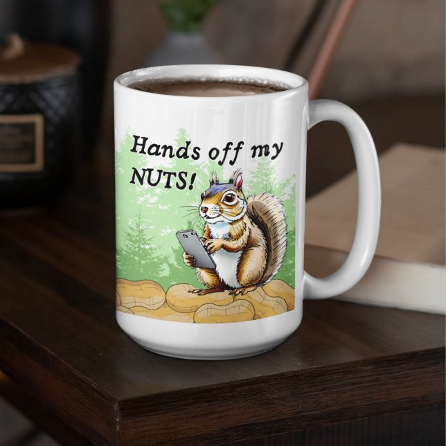 Funny Eichhörnchen auf einem Handy Peanuts Cartoon Kaffeetasse (Von Creator hochgeladen)