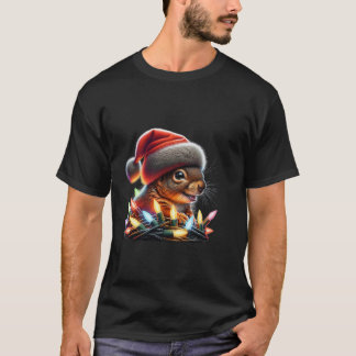 Funny Eichhörnchen mit Weihnachtslicht Weihnachtsm T-Shirt