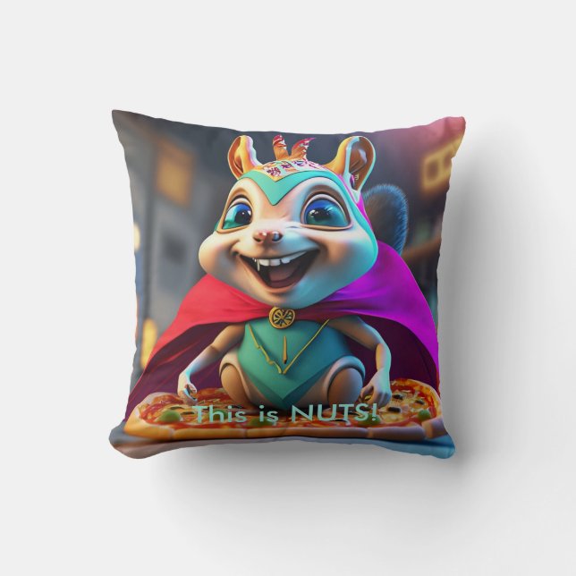 Funny Eichhörnchen Nuts Pizza Cushion Kissen (Vorderseite)