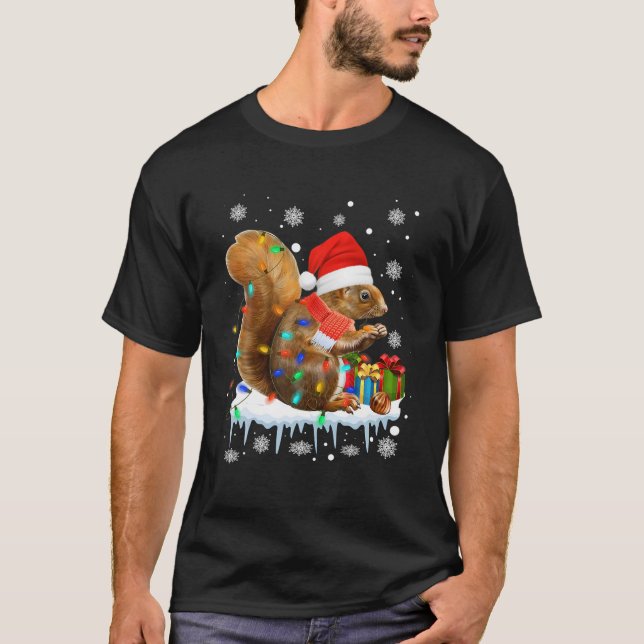 Funny Eichhörnchen Weihnachtsdekorationen Weihnach T-Shirt (Vorderseite)