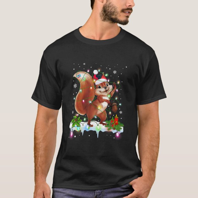 Funny Eichhörnchen Weihnachtsdekorationen Weihnach T-Shirt (Vorderseite)