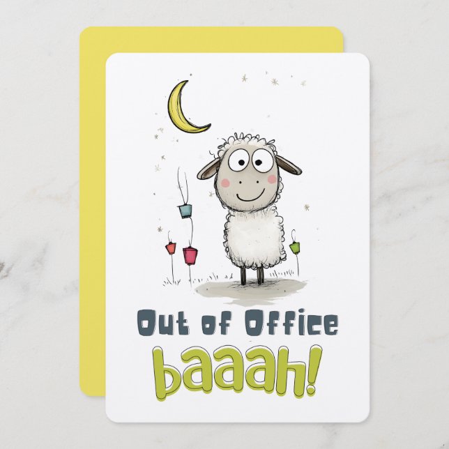 Funny Eid Sheep: Out of Office BAAAH! Einladung (Vorne/Hinten)