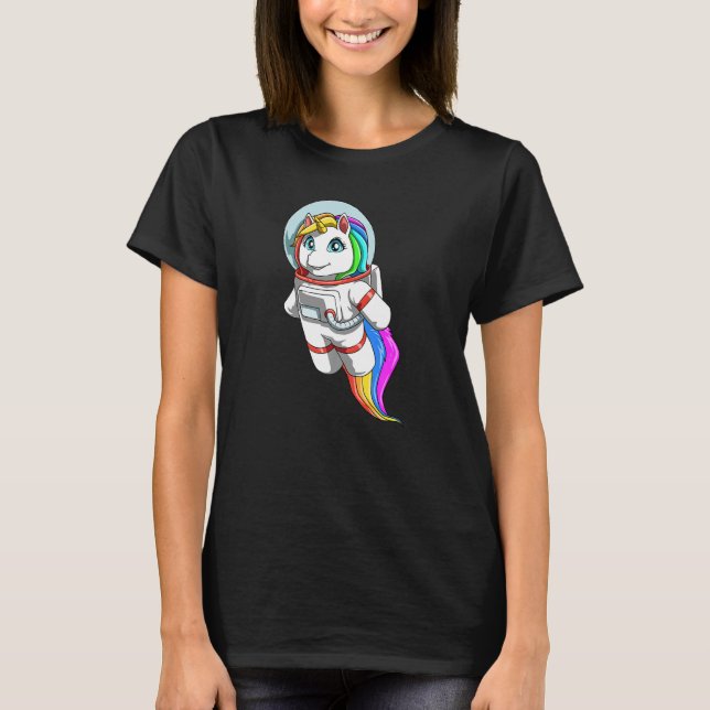 Funny Einhorn als Astronaut Premium T-Shirt (Vorderseite)