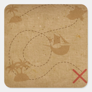 Funny Einzigartiges Vintages Pirate Schatzkarte Quadratischer Aufkleber