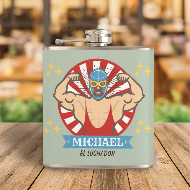 Funny El Luchador Mexican Lucha Libre Tequila Flachmann (Von Creator hochgeladen)