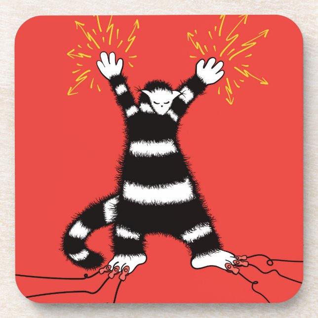 Funny Electric Cat Character High Voltage Getränkeuntersetzer (Vorderseite)