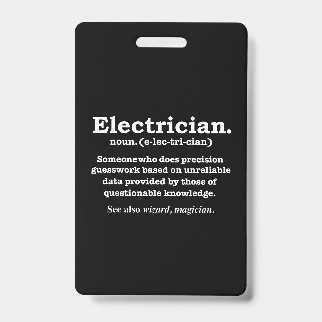Funny Electrical Definition Gift Abschluss Ausweis (Vorderseite)