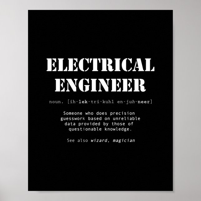 Funny Electrical Engineer Definition-Geschenk Poster (Vorne)