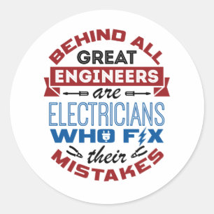Funny Electrical Fix Mistakes Sarcastic Sprichwort Runder Aufkleber
