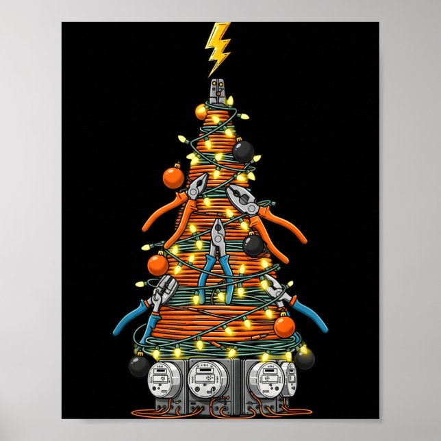 Funny Electrician Christmas Tree Xmas Graphic Men  Poster (Vorne)