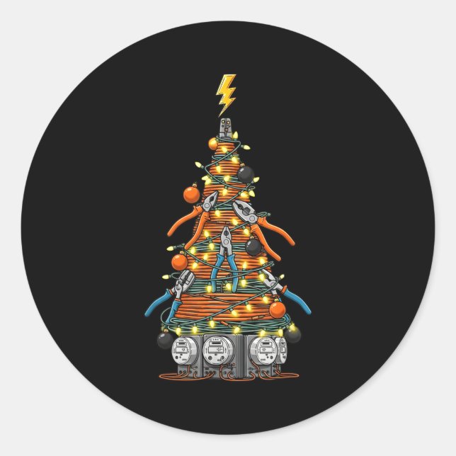 Funny Electrician Christmas Tree Xmas Graphic Men  Runder Aufkleber (Vorderseite)