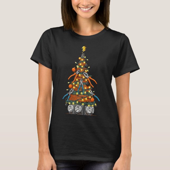 Funny Electrician Christmas Tree Xmas Graphic Men  T-Shirt (Vorderseite)