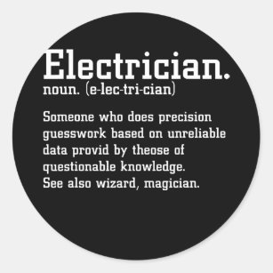 Funny Electrician Definition Electric Cable Runder Aufkleber