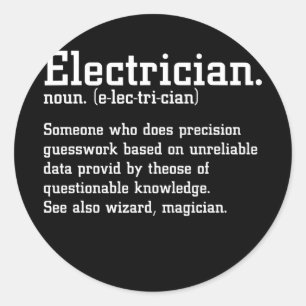 Funny Electrician Definition Electric Cable Runder Aufkleber