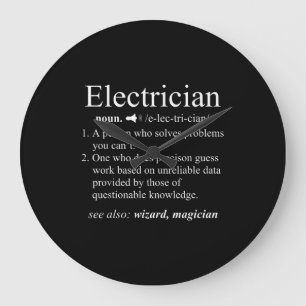 Funny Electrician Definition Electrical Engineer Große Wanduhr