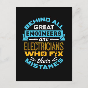 Funny Electrician Hinter allen großen Ingenieuren Postkarte