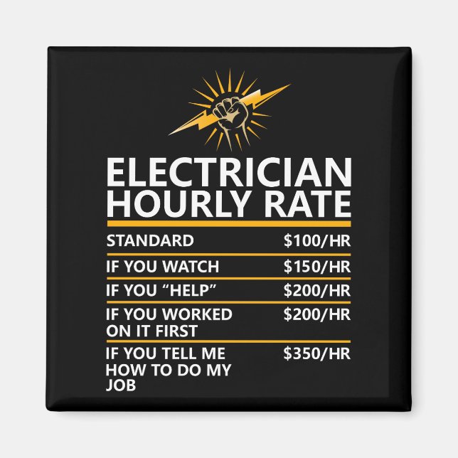 Funny Electrician Hourly Rate Table Humor Gift Magnet (Vorne)