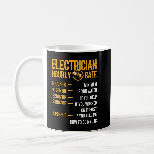 Funny Electrician Men Electrician Stundensatz Elec Kaffeetasse (Links)