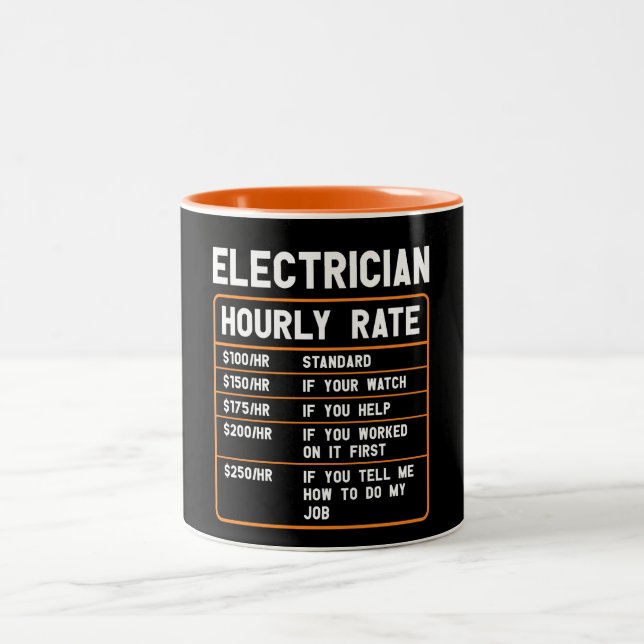 Funny Electrician Stundensatz Zwei-Tonen-Kaffee-Ta Zweifarbige Tasse (Mittel)