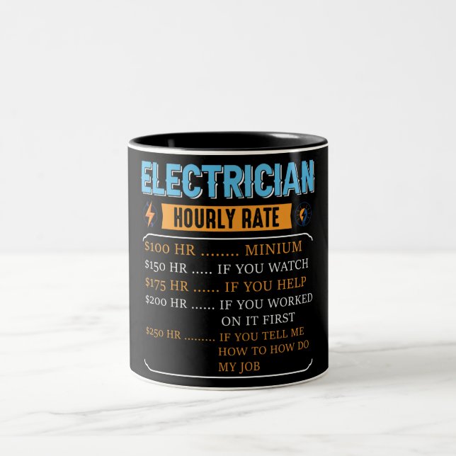 Funny Electrician Stundensatz Zweifarbige Tasse (Mittel)