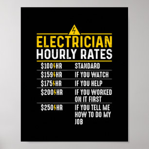 Funny Electrician Stundensätze Lineman Geschenk fü Poster