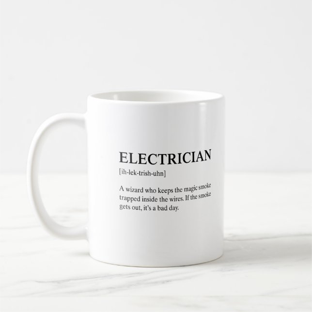 Funny Electrician Technical Meaning Description Kaffeetasse (Links)