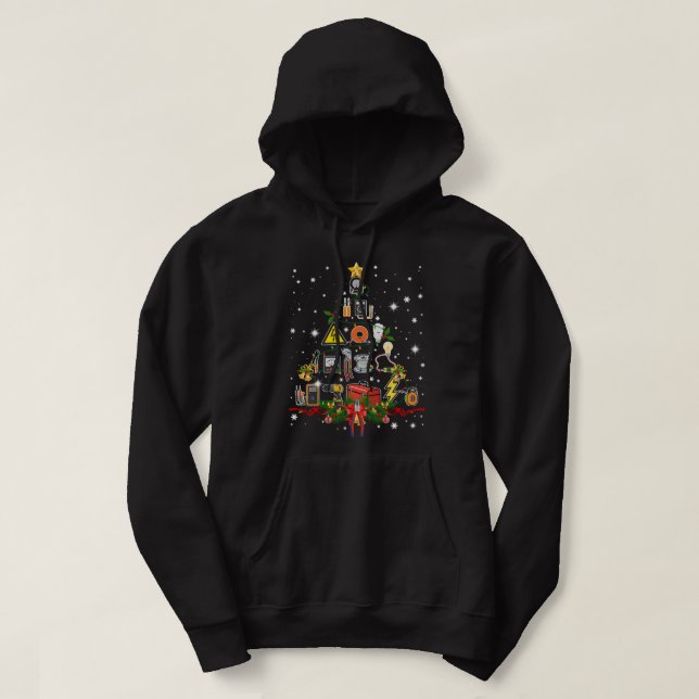 Funny Electrician Weihnachtsbaum Matching Familie  Hoodie (Design vorne)
