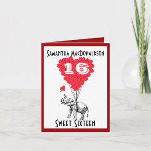 Funny Elefant 16 . Geburtstag Einladung