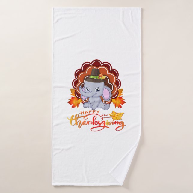 Funny Elefant Türkei glücklich Thanksgiving Badehandtuch (Badehandtuch)
