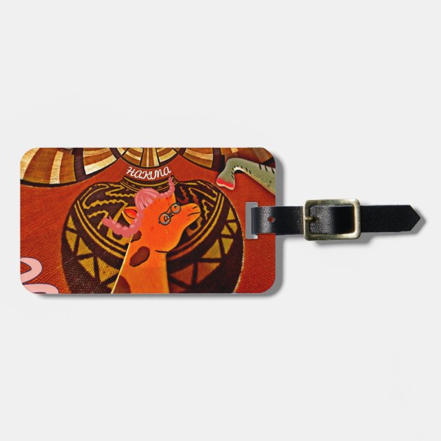 Funny Elegant Giraffe Accessorized African Style Gepäckanhänger (Vorderseite horizontal)