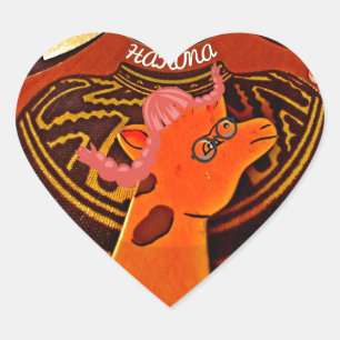 Funny Elegant Giraffe Accessorized African Style Herz-Aufkleber