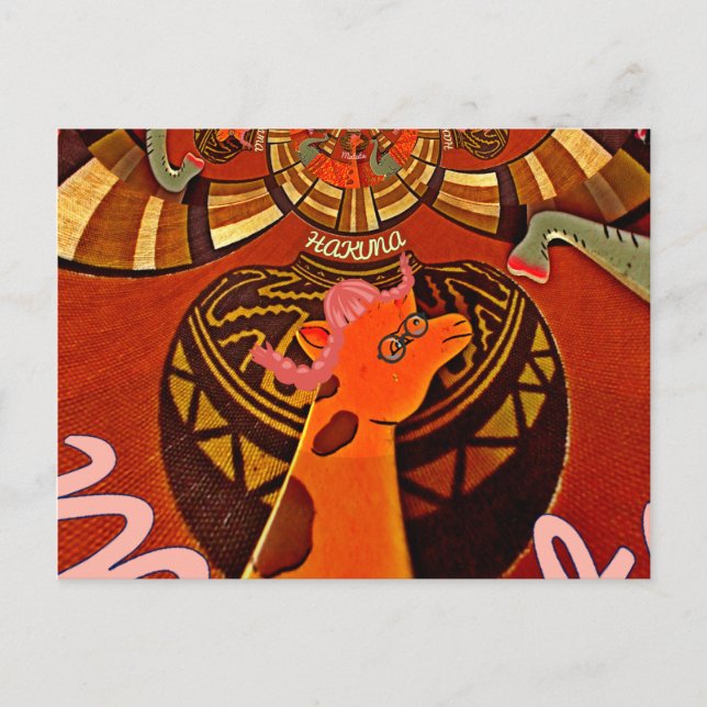 Funny Elegant Giraffe Accessorized African Style Postkarte (Vorderseite)