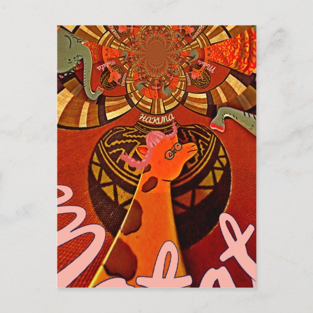 Funny Elegant Giraffe Accessorized African Style Postkarte (Vorderseite)