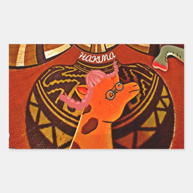 Funny Elegant Giraffe Accessorized African Style Rechteckiger Aufkleber (Vorderseite)