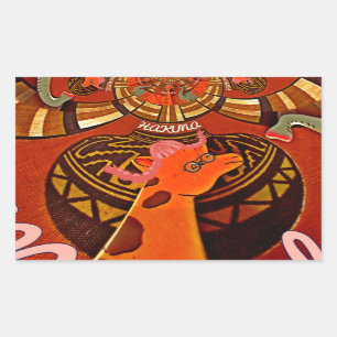 Funny Elegant Giraffe Accessorized African Style Rechteckiger Aufkleber