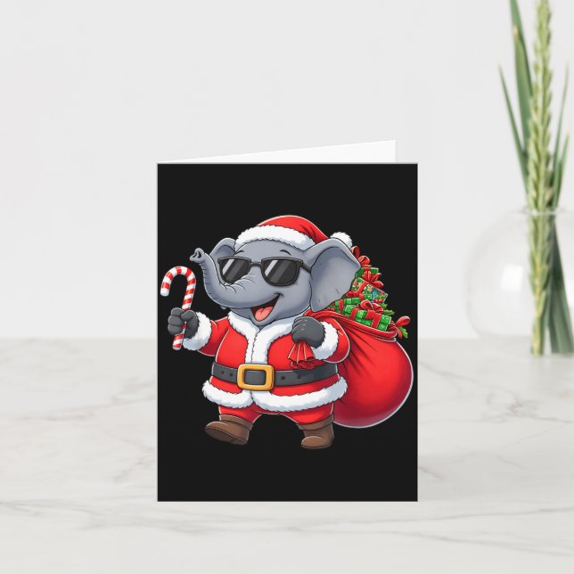 Funny Elephant Christmas Santa Outfit Xmas Boys Gi Karte (Vorderseite)